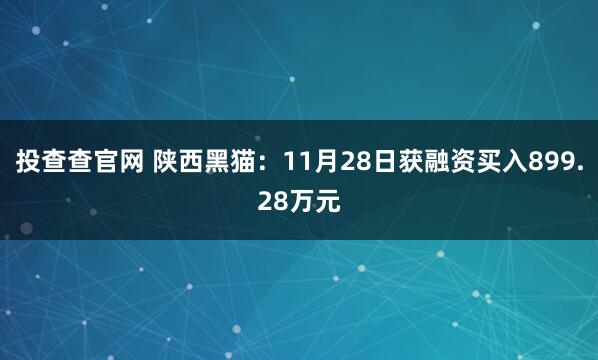 投查查官网 陕西黑猫:11月28日获融资买入899.28万元