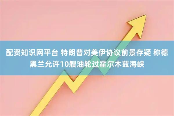 配资知识网平台 特朗普对美伊协议前景存疑 称德黑兰允许10艘油轮过霍尔木兹海峡